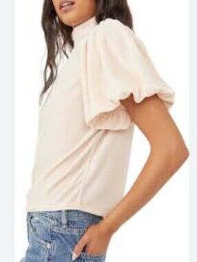 Free People NWT Velvet Puff Sleeve Top Size Small